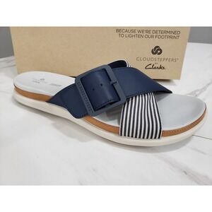 NEW 9.5 WIDE -Cloudsteppers Clarks Casual Sandals Eliza April Old Money Nautical